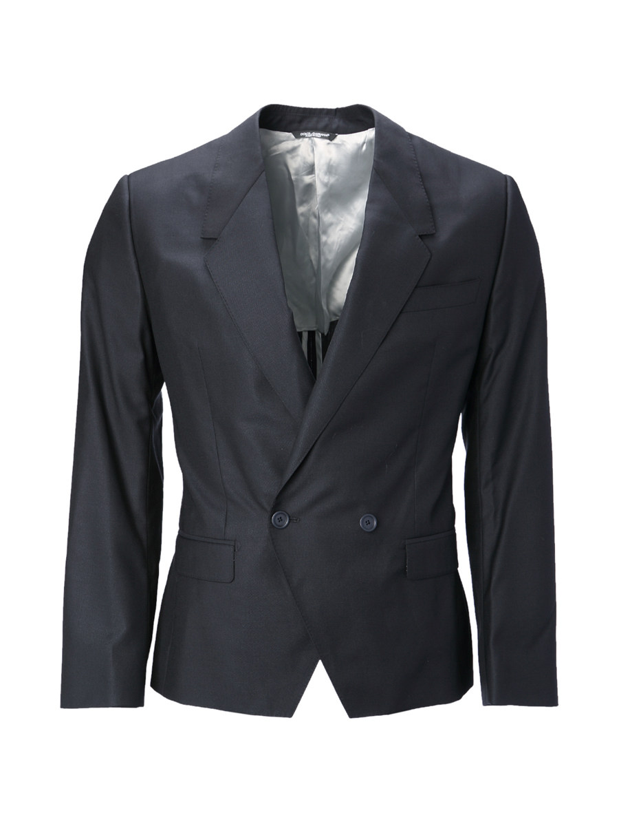 Dolce&Gabbana 黑灰色平驳领修身西装