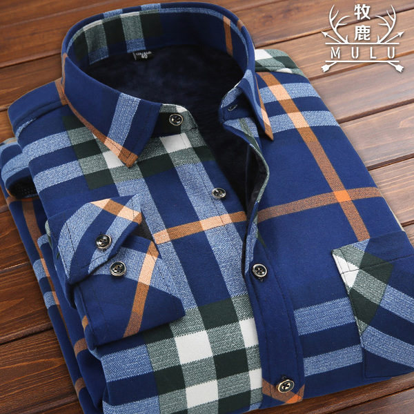 牧鹿 加绒保暖 男士长袖衬衫 优惠券折后￥39.9包邮（￥49.9-10）