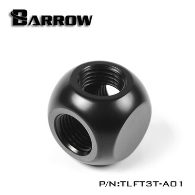 Barrow G1/4 X3 黑色 三通立方型转接座 TLFT3T-A01 电脑水