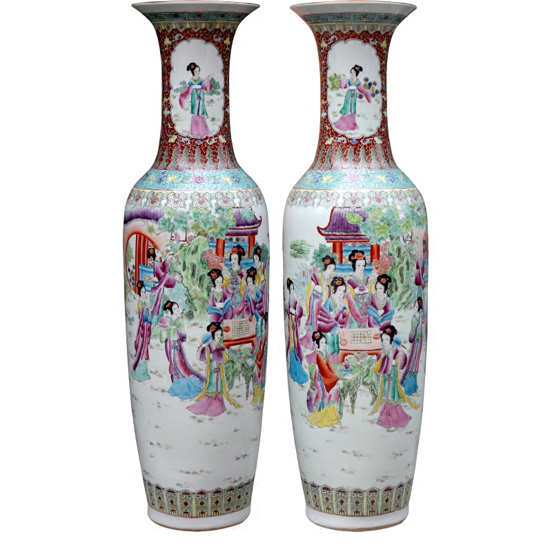 Jingdezhen ceramic hand - made pastel had large vases, home sitting room hotel Chinese flower arranging furnishing articles