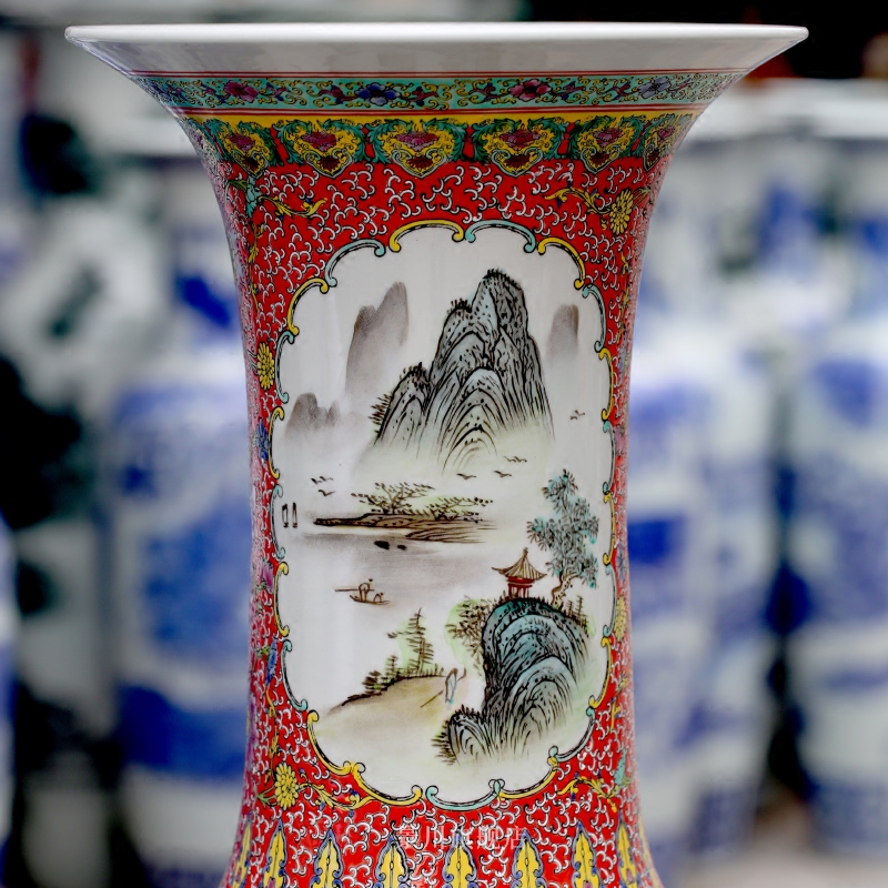 Jingdezhen ceramics pastel landscapes of large vase sitting room of Chinese style household act the role ofing is tasted furnishing articles in the hotel lobby