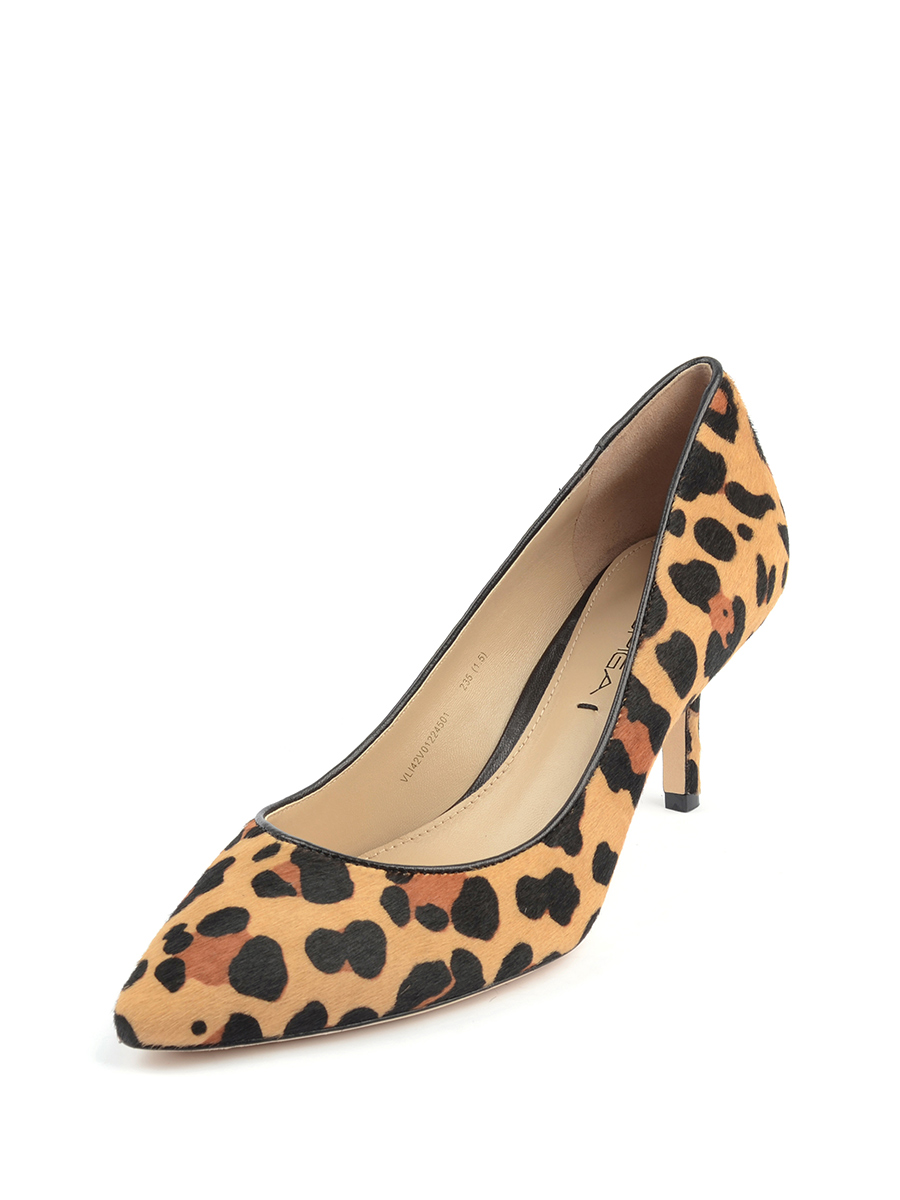 Via Spiga|棕色豹纹尖头中跟鞋