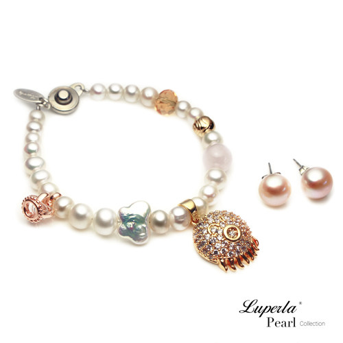 台湾官网直邮进口大东山珠宝 缤纷游乐园 天然珍珠手炼耳环套组