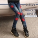 Quần jeans bé gái cộng với quần nhung nữ dày lên trong quần lửng cho bé trai 2018 mới giản dị chân thu đông quần denim bé trai xuân hè Quần jean