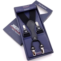 With still handsome 3 5cm men strap si jia boxed extended fat people trousers straps 4 clip elastic suspenders