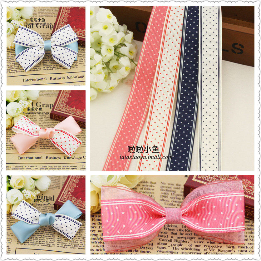 Star Print Ribbon Ribbon Hair Ribbon Bow Hair Accessories Headdress Hair Clips DIY Materials Tools Jewelry Accessories
