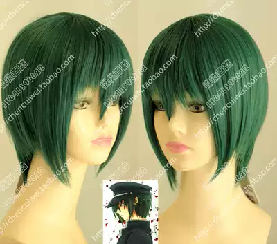 Cosplay假发直井文人angel Beats 天使的脉动绿色收脸短发男款