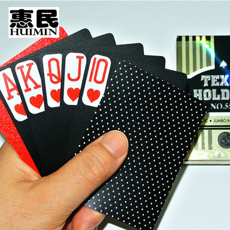 Black 555 Texas Plastic Big Words Poker Full of Star Big Corner Code Bifacial Frosted PVC Black Base