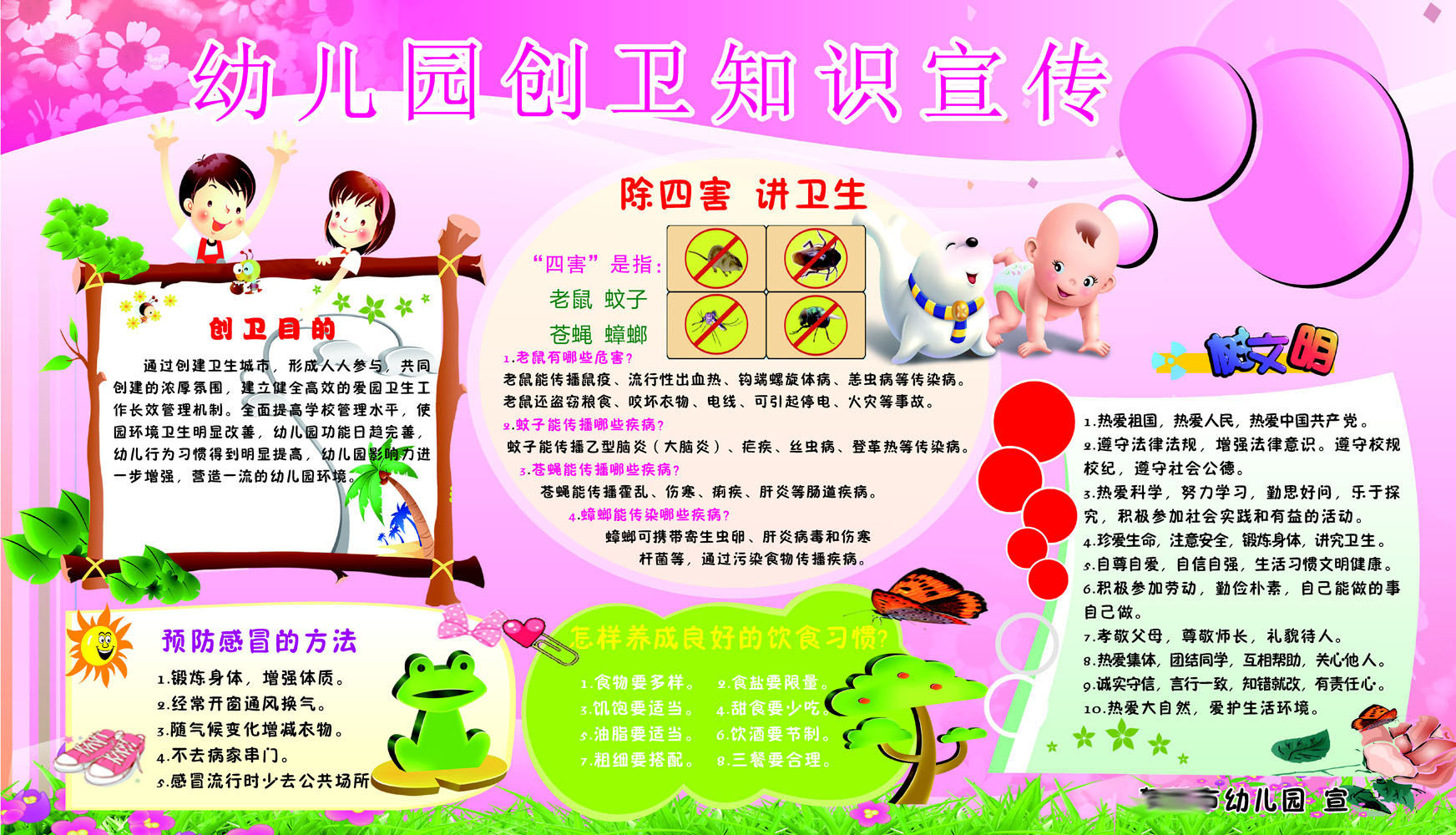 589办公装饰海报展板素材394幼儿园创卫知识宣传