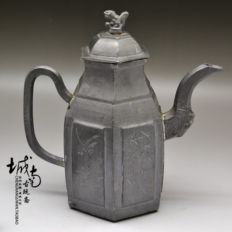 The Republic of China tin wine pot complex antique complex play nostalgic tavern tea room decoration camel Xiangzi tiger girl old object folk custom