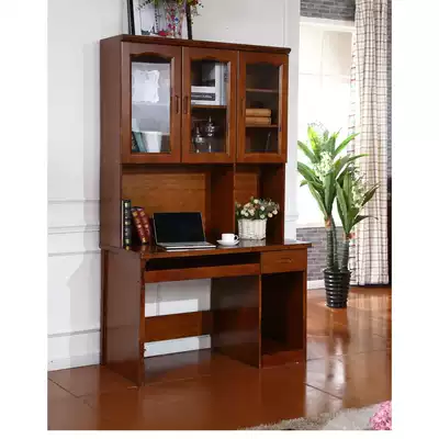 Modern Chinese style full camphor wood solid wood desk desktop Corner Book computer desk with bookcase combination bookcase