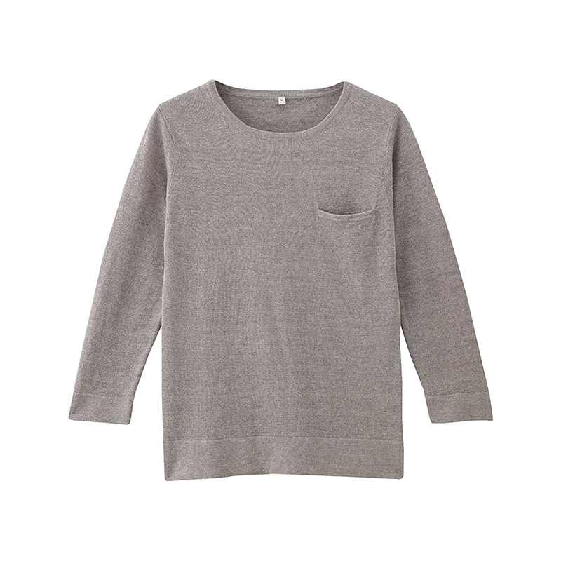 无印良品MUJI 女式 亚麻高针距圆领毛衣