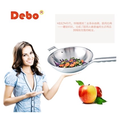 German quality Debo de Platin Laken 304 stainless steel fried cooker DEP-110 high-end fried pan