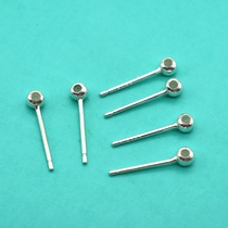 S925 Sterling silver 3mm ball positioning ear stud DIY silver jewelry accessories Hypoallergenic fixed rubber plug Semi-finished ear pin