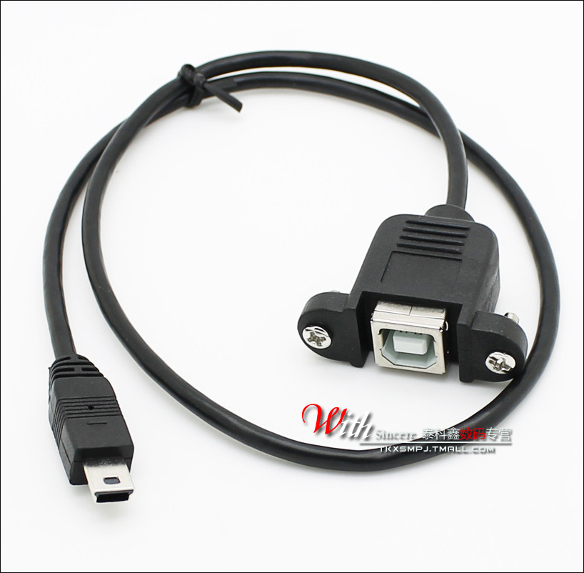 mini USB to USB-B printing cable 0 5 meters with screw holes mini USB revolution to printer port bus