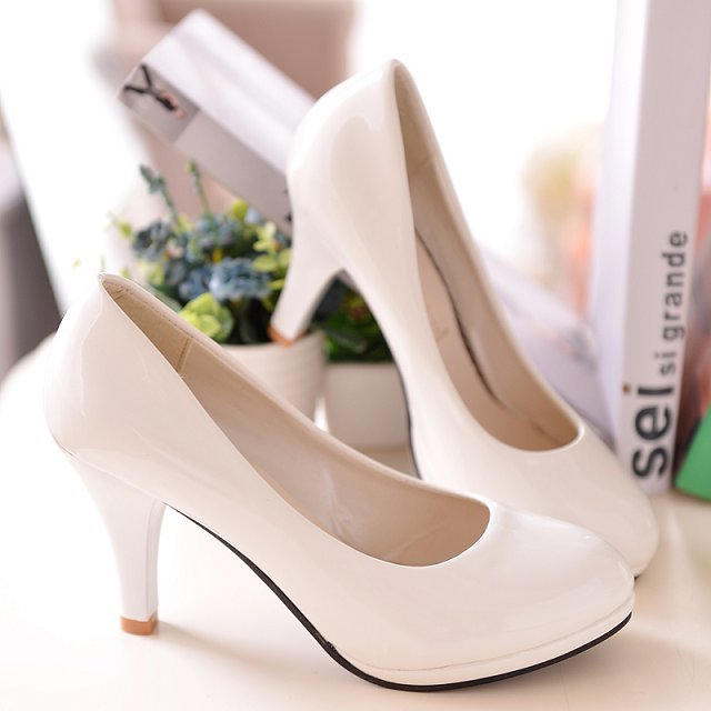 Spring, Summer and Autumn New Fashion Formal Patent Leather Women's Shoes, Stiletto Heels, Round Toe Professional Shoes, High Heels, Sweet Lady Shoes