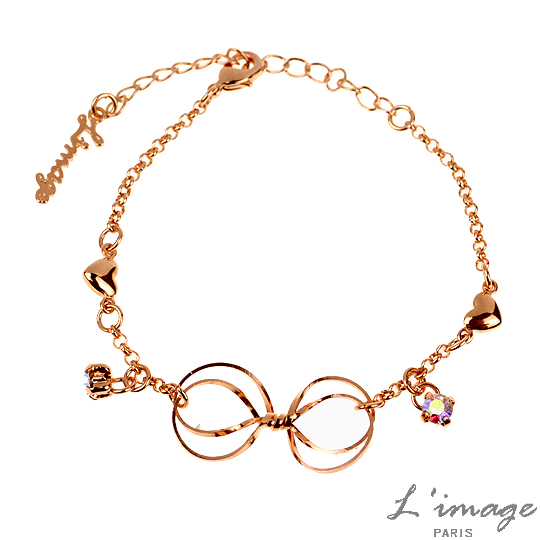 台湾官网直邮进口【Limage】无限爱心玫瑰金手炼