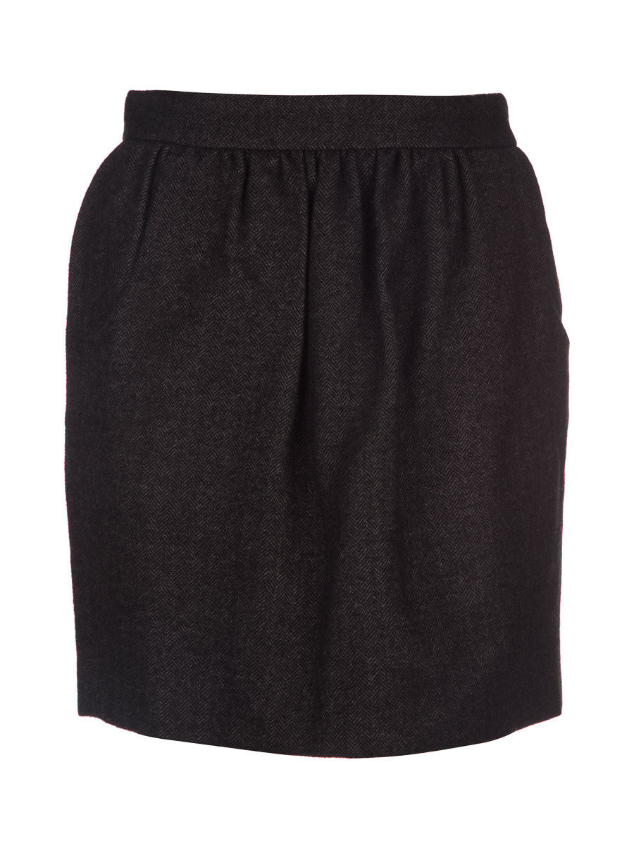 Dolce&Gabbana 黑色人字纹褶裥短裙
