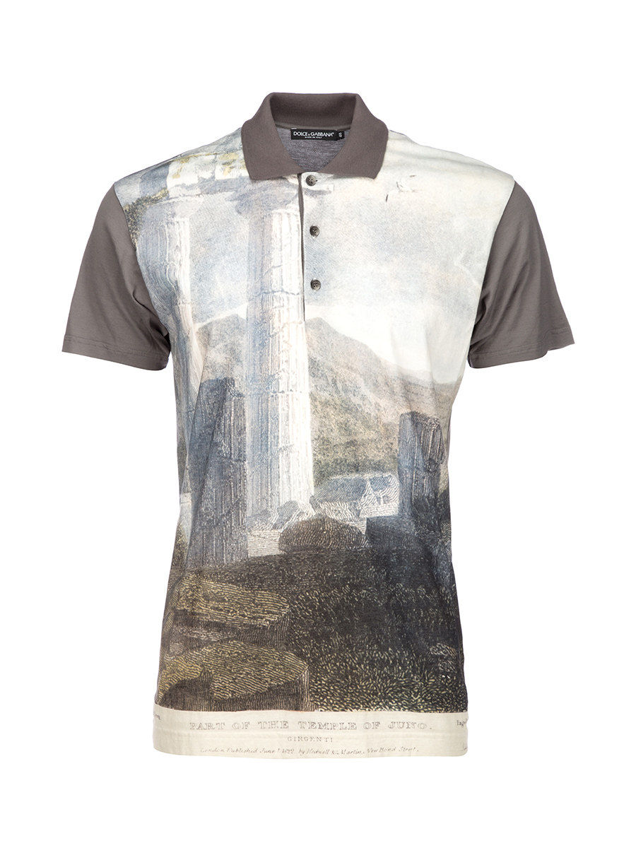 Dolce&Gabbana 拼色印花全棉撞色拼接上衣