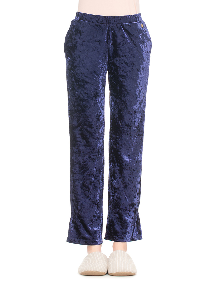 ROYAL VELVET|深蓝钻石绒压花居家长裤