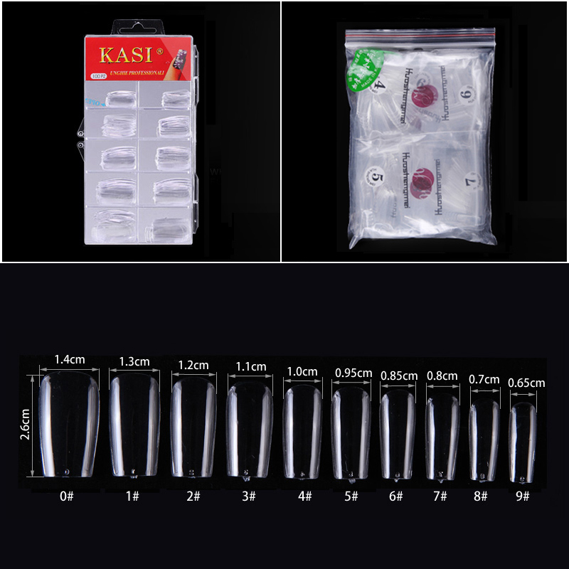 全贴透明延长甲片 假指甲贴片 光疗可剪短款美甲工具 100/500片装