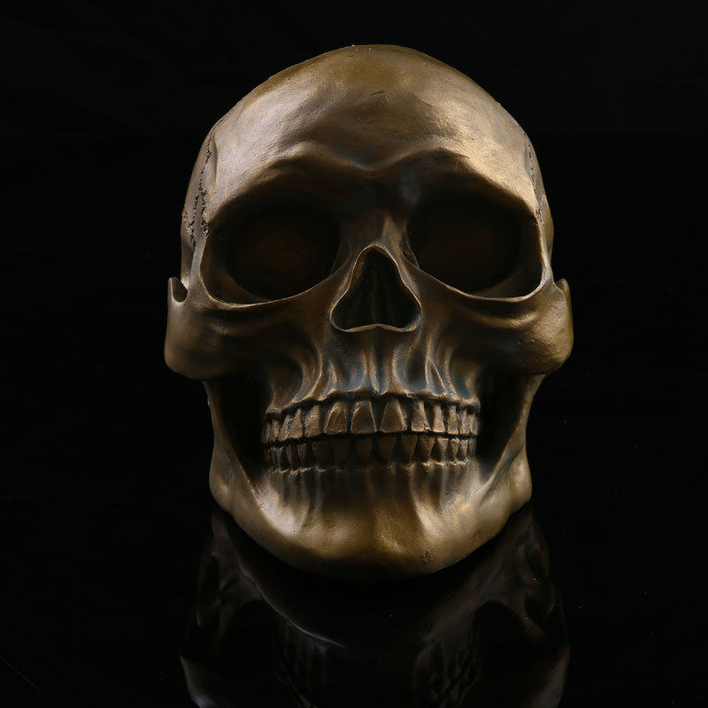 Human Skull Model Halloween Scene Dressing Props Resin Skull Model High Imitation 1:1 Bronze