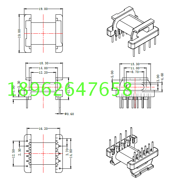 Transformer inductance epc19 horizontal 5 6 electric wood skeleton RMB150  k with matching magnetic core