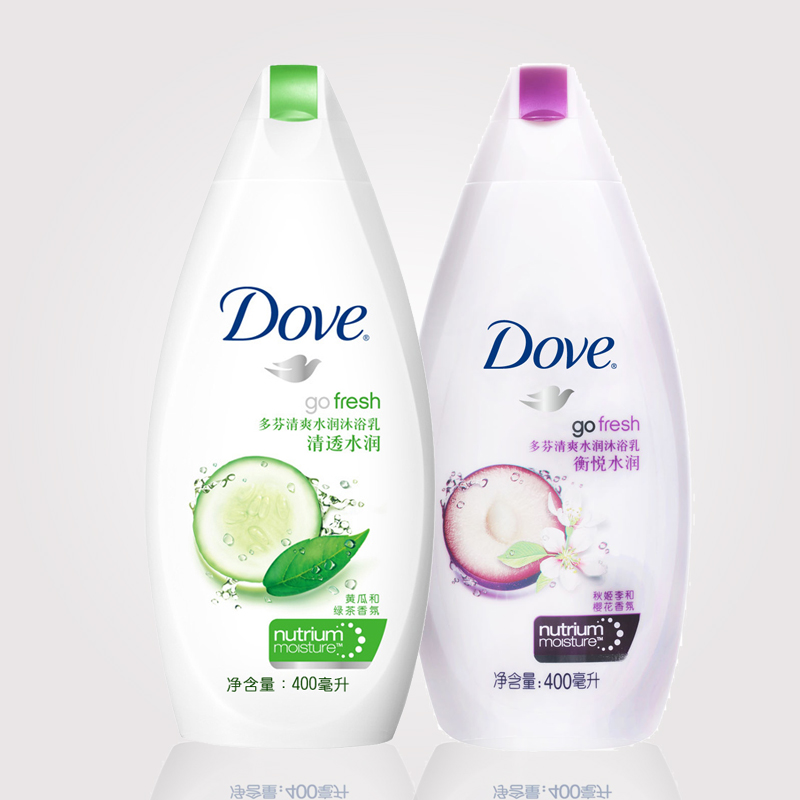 Dove多芬沐浴露 清透水润400ml+恒悦水润400ml 正品沐浴露包邮