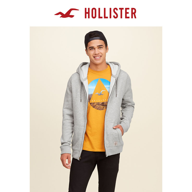 Hollister 撞色全拉链式帽衫卫衣 男 114267