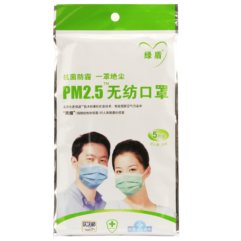 绿盾 防PM2.5口罩 成人型 抗菌防霾透气 男女士抗菌防流感冒口罩