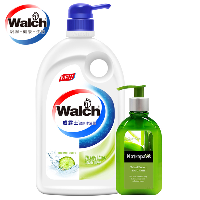 【天猫超市】Walch/威露士沐浴露青柠1L+十八本草芦荟洗手液150ml