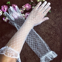 Summer thin transparent mesh bridal gloves Extended wedding wedding dress accessories Lace long gloves