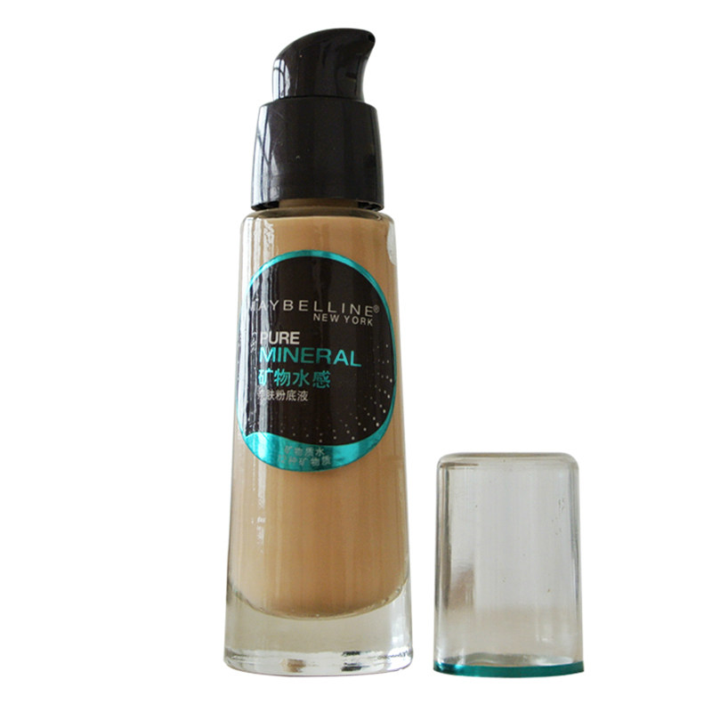 包邮美宝莲矿物水漾水感自然亲肤粉底液25ml 彩妆裸妆保湿遮瑕刷