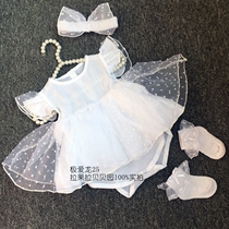 ins white yarn dress female baby Haiyi 100 days 1 year old one-piece princess dress Baby summer princess bag fart dress