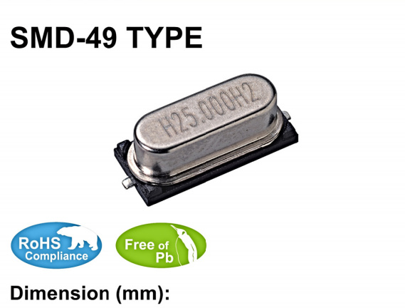 Passive Crystal HC-49S 49US SMD 20.250M 20.250MHz