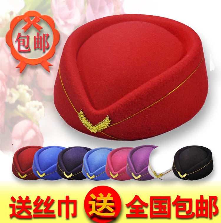 Stewardess hat women's beret gift machine stewardess hat team performance hat flight attendant uniform hat flight attendant hat summer