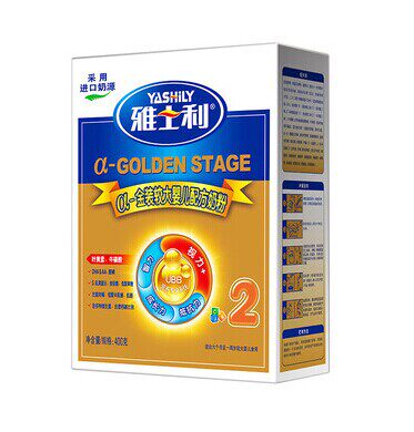 YASHILY雅士利 a金装较大婴儿配方奶粉2段6月-1岁400g盒 1号店