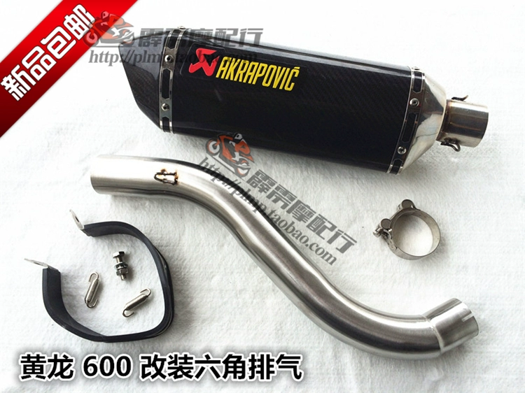 Ống xả hình lục giác BN600 Scorpio sợi carbon Huanglong 600 ống xả anh em sửa đổi ống xả bên sửa đổi hàng - Ống xả xe máy