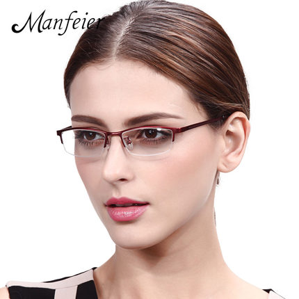 眼镜架女超轻半框纯钛眼睛框镜架女配防辐射眼