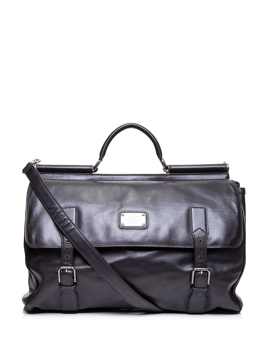 Dolce&Gabbana 黑色双襻带针扣饰手提肩包