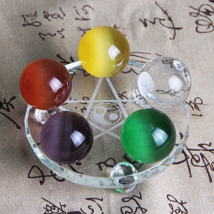 Manufacturer direct sale natural colorful water crystal ball five-color crystal pendulum decorated with five rows of crystal-home living room Hyun-in-house swing piece