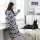 Thêm flannel phim hoạt hình flannel lớn cộng với phân bón để tăng lông cừu san hô dày dày đồ ngủ dài lỏng dịch vụ nhà chất béo mm đầm mặc ở nhà Đêm đầm