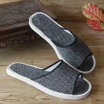 Breathable thousand layer bottom cloth shoes linen spring and summer Open Toe Toe one for men and women open home bedroom non-slip cloth slippers