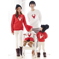 Quần áo mùa đông mới 2018 cha mẹ con Hàn Quốc cotton elk cộng với áo len nhung gia đình ba mẹ con đồ gia đình
