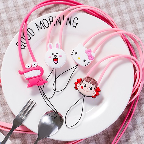Cartoon Silicone Pendant Lovers Apple Samsung oppo hang neck long rope vivo cute creative lady-Taobao