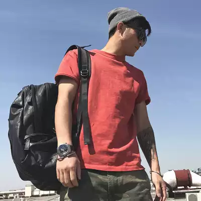 Xu Tilang retro American men's T-shirt short sleeve summer Tide brand solid color loose half sleeve cotton trend T-shirt men