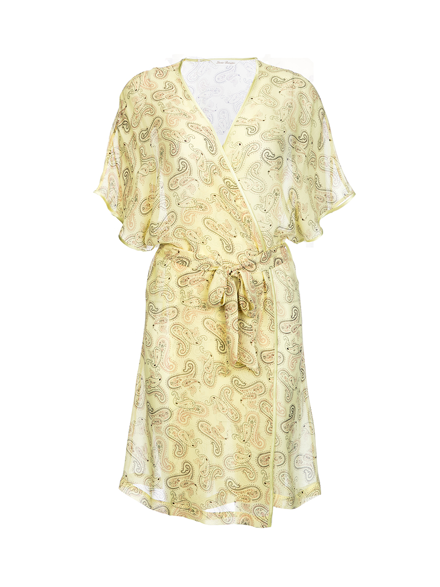 Lucia Berutto 黄色印花浴袍式雪纺睡衣