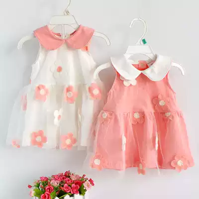 Female baby dress 0-3 years old infant skirt Girl doll collar summer cotton top Toddler T-shirt