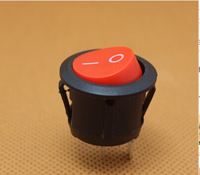 Rocker switch round switch KCD1-105 2 feet black and red small rocker switch switch button switch