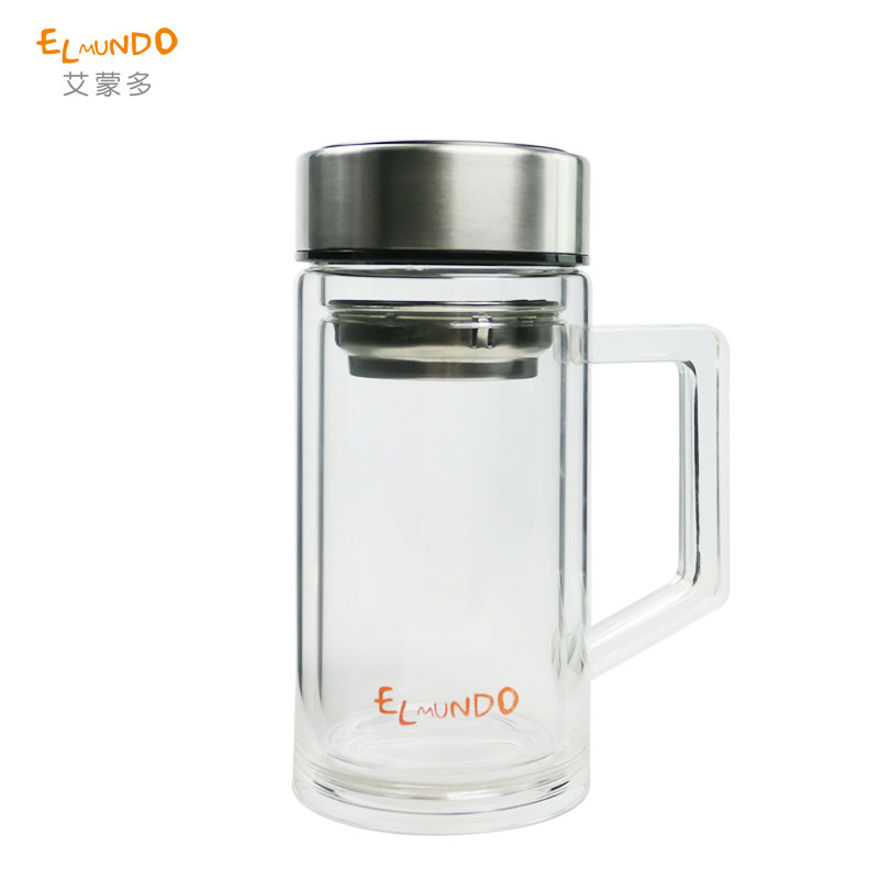 【天猫超市】艾蒙多 办公玻璃杯350ml商务过滤泡茶杯双层水晶杯